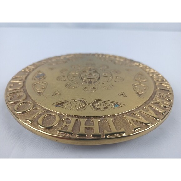 Polished Brass Collectible Trivet Plaque Wall Art Austin Presbyterian  6 in - Picture 4 of 9